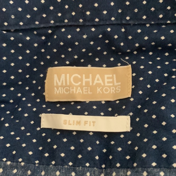 Michael Kors blue dotted long sleeve dress shirt Sz 15, 32/33 Slim fit - Picture 4 of 6